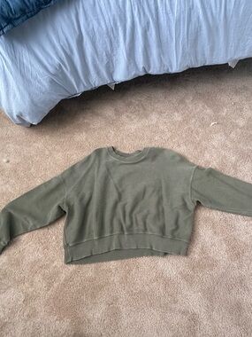 aerie Olive Green Crewneck Sweatshirt